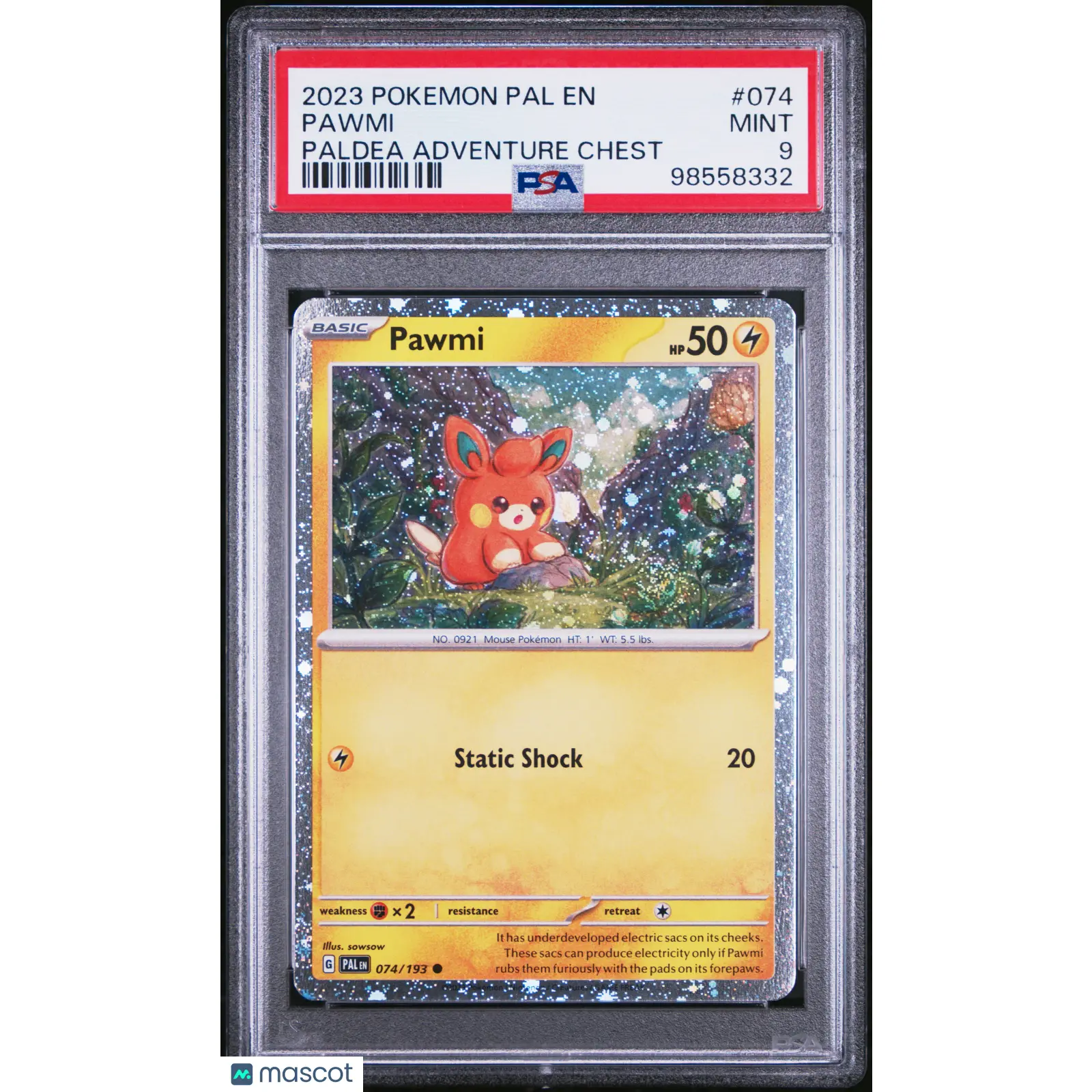 PSA PokMon TCG Pawmi #074 Paldea Adventure Chest 9 - TikTok Shop