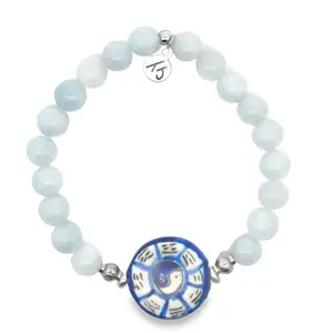 TTT Live Exclusive Yin Yang with Blue Aquamarine Gemstone Bracelet