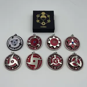 Unzip Rotatable Uchiha Sharingan Keychain Gift Box Style Metal Pendant Bag Decoration Ornament with 8 Unique Designs