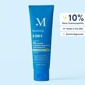 Mouthology 10% Nano-Hydroxyapatite Toothpaste | Fluoride-Free Enamel Care, Fresh Mint, Made in USA, Gentle Formula, Safe For All Oral