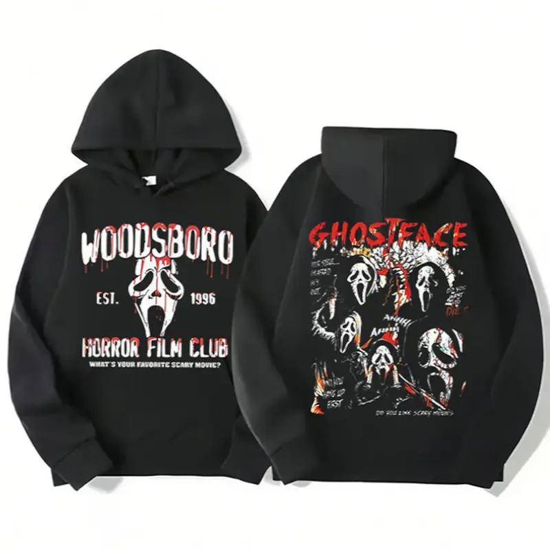 Graphic Hoodie | T-shirt Ghostface Horror Graphic Tee, Halloween Horror Scary Merch, Spooky Ghost Character Shirt, Horror Fans Streetwear Pullover, Spooky Season Casual Outfit, Unisex Graphic T-Shirt Hoodie for Men Women, Halloween Gift