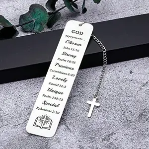 Bookmark with Cross Pendant, Stainless Steel Precious Special Unique Chosen Lovely Bookmark, Book Mark for Book Lovers, Gift for Faithful, Graduation Gift, Easter Basket