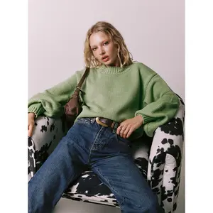Harmony Balloon Sleeve Knit Sweater Sage