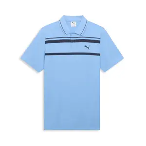 PUMA Mens Essentials Elevated Striped Short Sleeve Shirt Casual Casual - Blue