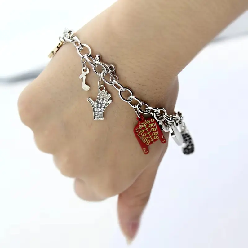 Michael Jackson Charm Bracelet MJ Inspired Pop Dance Jewelry Hat Glove Charms Music Fan Gift Unisex Bracelet
