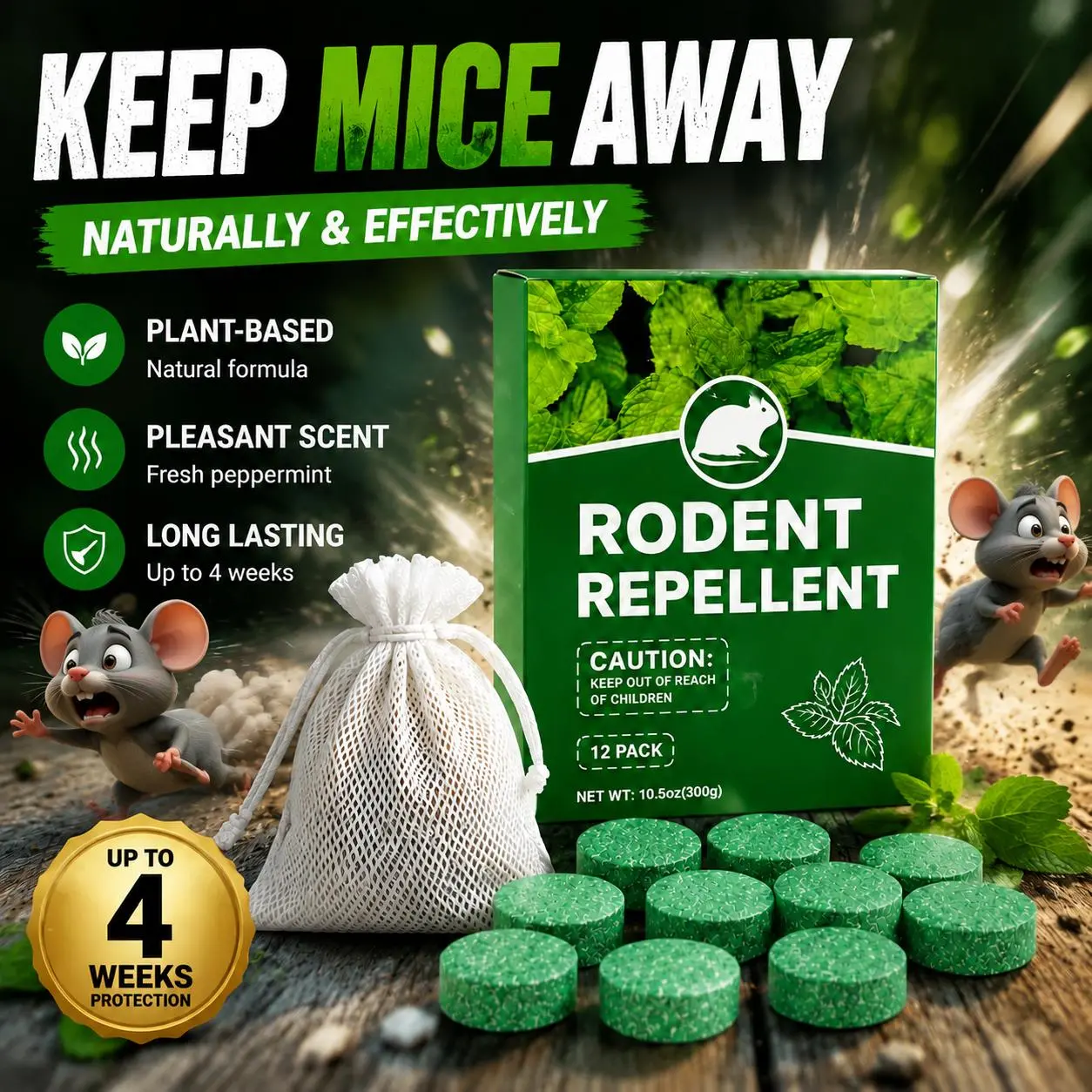 12-Pack Plant-Based Peppermint Mouse Repellent Pouches, Natural Rodent Control Balls, Safe for Home, Garage, Car tiktokshopbacktoschool