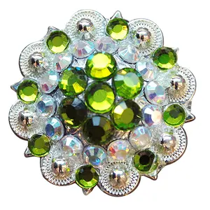 HILASON Western Screw Back Concho Peridot Green Crystal Saddle and AB Color | Slotted Conchos