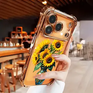 Sunflower Bouquet Case for iPhone 17 Air 16 Pro Max 15 Plus 14 13 12 11 X Shockproof Anti-Scratch Soft Silicone Four-corner Thickened Festive Design