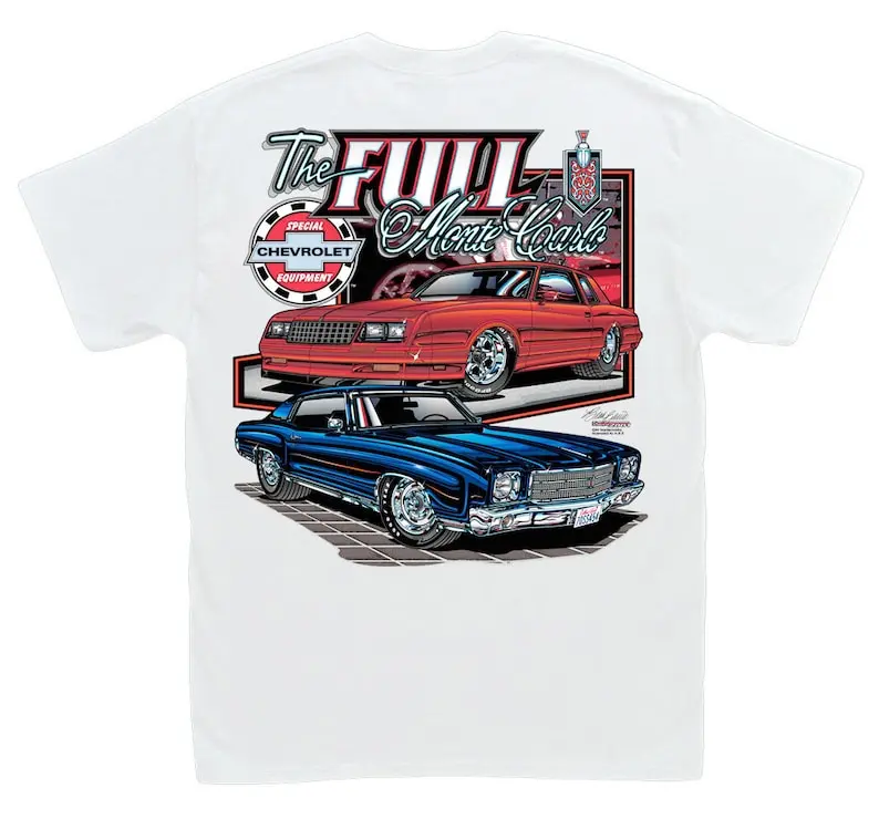 Monte Carlo SS White T-Shirt - Chevrolet Chevy SS454 Racing 70 71 72...84 85 86 87-2007