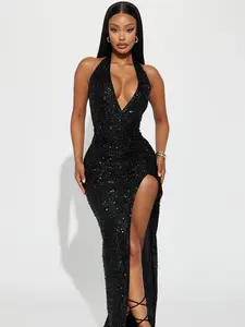 Hailie Sequin Maxi Dress - Black