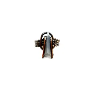 Dual Tone Copper and Silver Wrapped Clear Graveyard Point Agate Ring