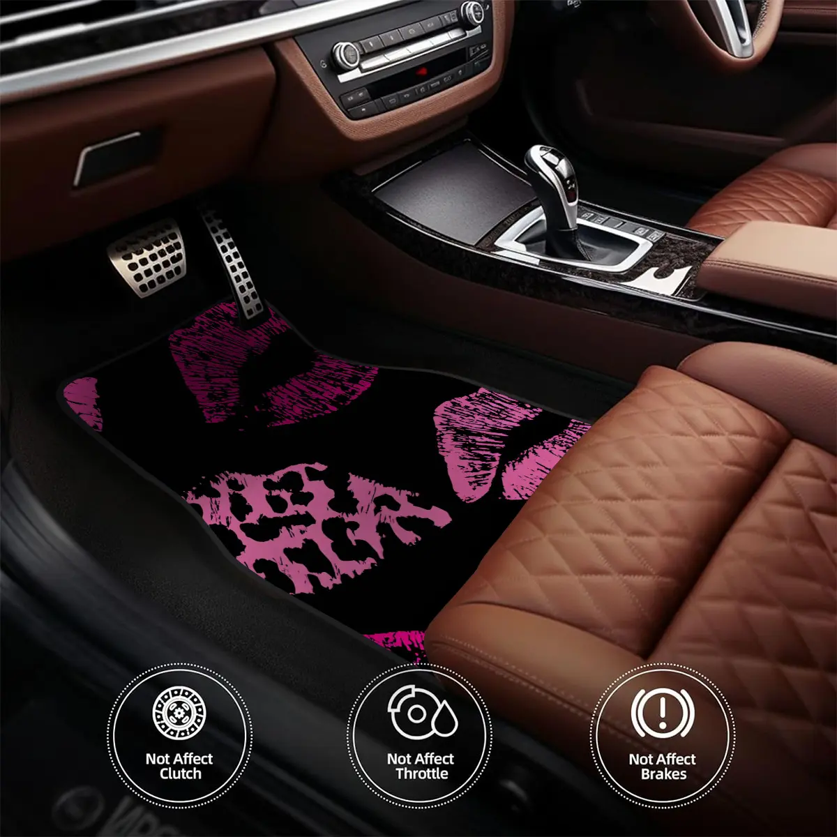 4pcs Sexy Pink Lips Pattern Women'S Car Floor Mats Automotive Floor Mats | | High-Quality Polyester Fiber, Durable and Easy to Clean, Suitable for Sedans, SUVs, Trucks | Universally Applicable, Decorative and Easyclean Vehicle Floor Protection