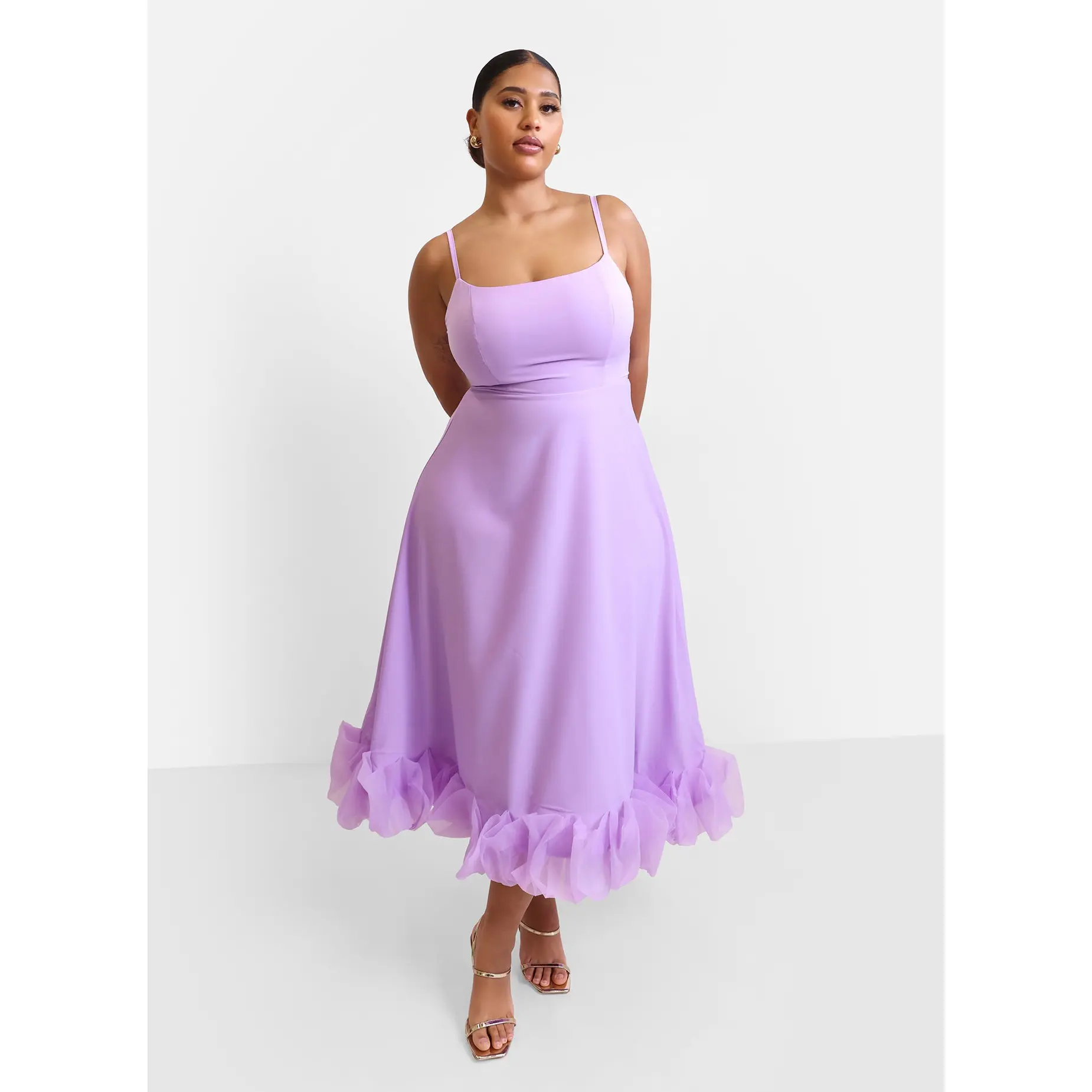 Margot Ruffle Hem Midi A Line Dress - Lilac - TikTok Shop Margot Ruffle Hem Midi A Line Dress - Lilac - TikTok Shop