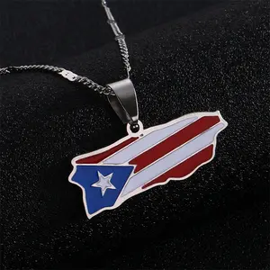 clearance items 2024 world necklace Explosions Puerto Rico Map Puerto Rico Men Fashion Map
