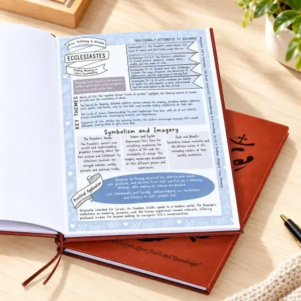 Faux Leather Scripture Writing Journal Notebook - 66-Page Structured Reading Journey, Scripture Quotes, Bible Study Guide, Beginner Gift, Office & School Stationery Supplies, School Supplies