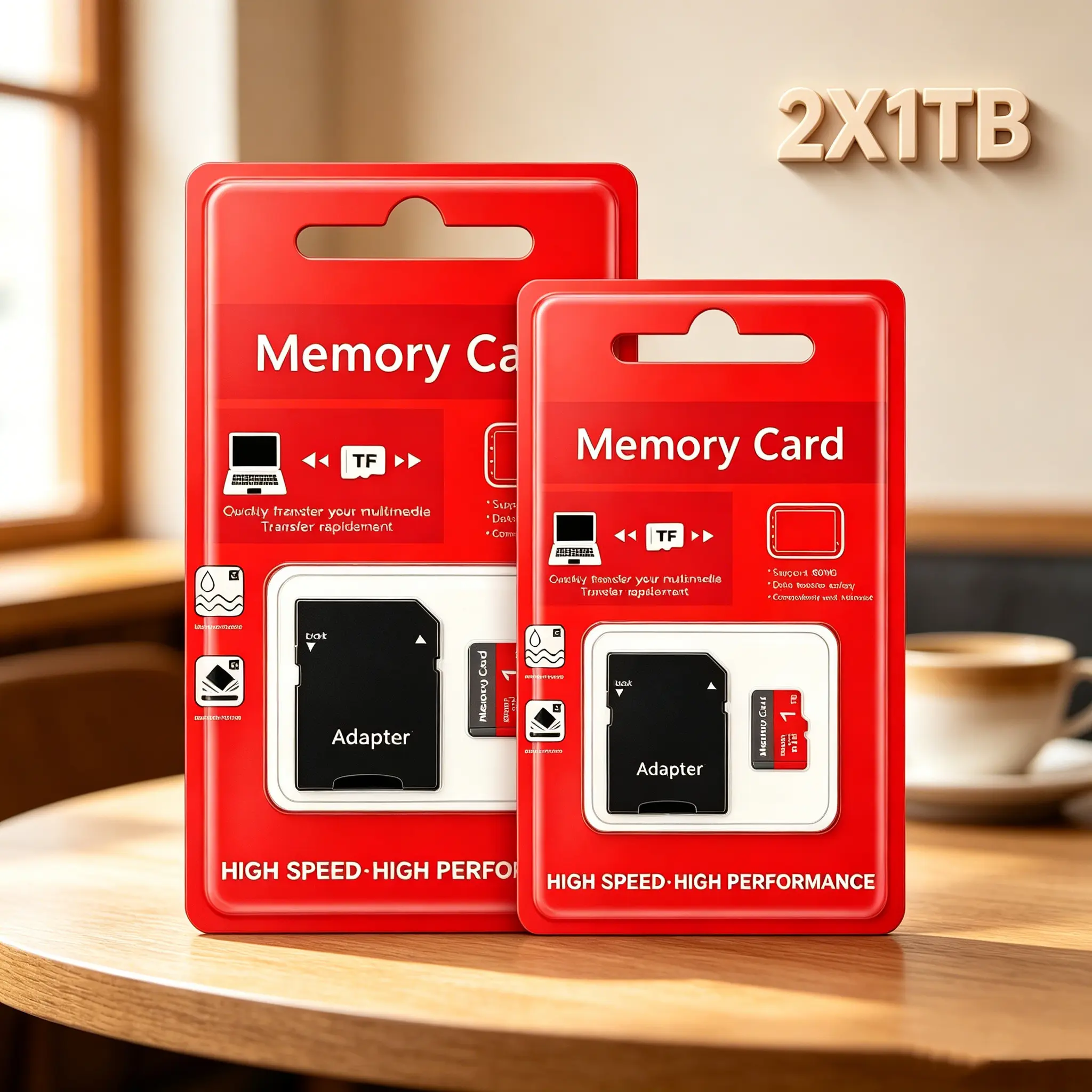 1TB SD Memory Card for Car Audio, Durable Micro SD Card for Dash Cams, 2 Pack Set Micro TF SD Cards for Security Cameras, MicroSDXC Card for Mobile Phones, SD Card with Adapter for PC & Secure Data Storage