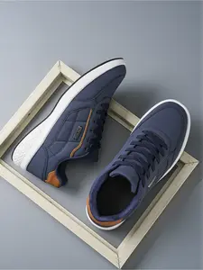 Men's Yellow-Brown Retro Platform Casual Athletic Sports Street Shoes: Leather Waterproof + Height-Increasing Anti-Slip, Daily Commute Versatile Streetwear Shoes