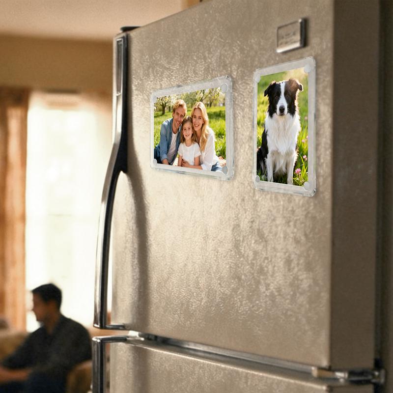 2 Counts Magnetic Car Sun Visor Photo Clips Clear Acrylic Display Frames for Family Pet Photos Easy Clip Driver Gift Daily Use Set for Home Refrigerator Vehicle