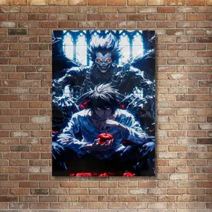 Death Note Metal Poster, L Lawliet and Ryuk Wall Art, Shinigami Anime Aluminum Print, Gothic Manga Decor, Kira vs L Detective Fan Gift( Unframed - Print Only )