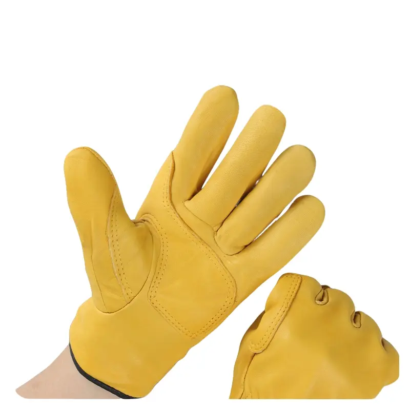 Leather Driver Gloves Welding Hand Protection Short Style Heat Resistant Wear-Resistant Electric Arc Welding Safety Gloves