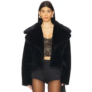 superdown Willow Faux Fur Coat in Black