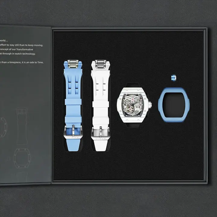 White Carbon Fiber+Light Blue Fluororubber