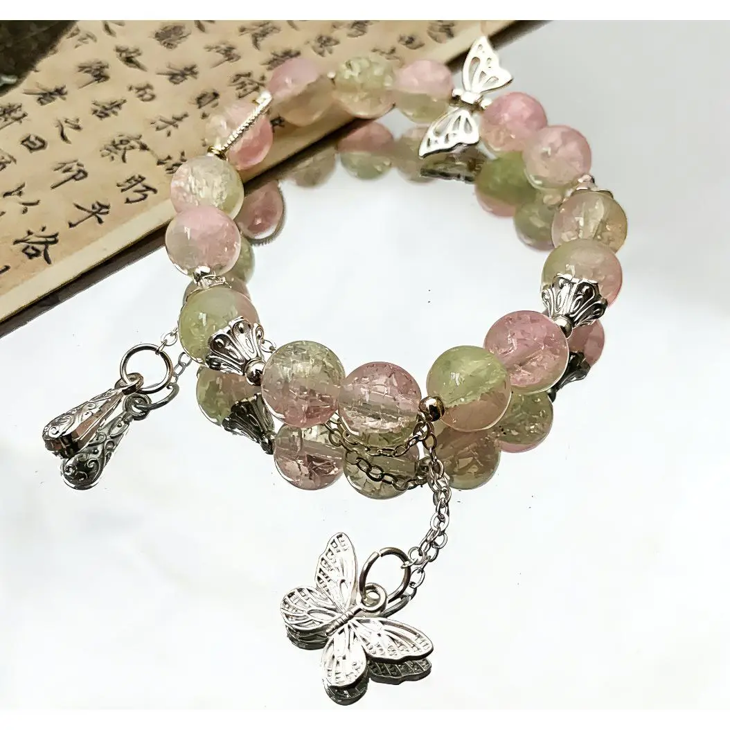 S315-Pinkish Green Corn Cob Butterfly Bracelet#SZ1
