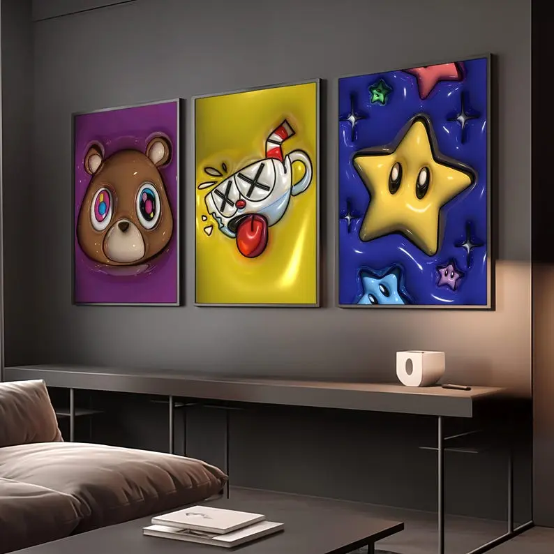 Set of 3 Hypebeast Posters; Game Room Wall Art room decor