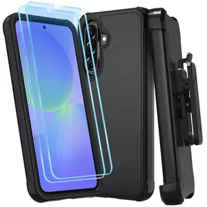 SAGAETR for Galaxy A36 5G Phone Case with Belt Clip Holster&HD Screen Protector Locking Swivel Holster Kickstand (BeltClip_Black)