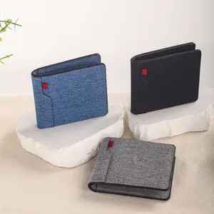 Qianlai New Canvas Bag Men's Wallet PU Bag Money Clip Casual Business Card Holder Ultra-light Waterproof Coin Purse Ticket Clip