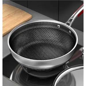 Honeycomb Non Stick Pan Wok Vegetable Pot Household Trumpet