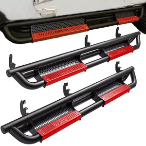 YITAMOTOR 6 inch Running Boards Compatible with 2015-2025 Chevy Colorado/GMC Canyon Crew Cab, Truck Side Steps w/Paintable Plates, Textured Nerf Bar, Black & Red