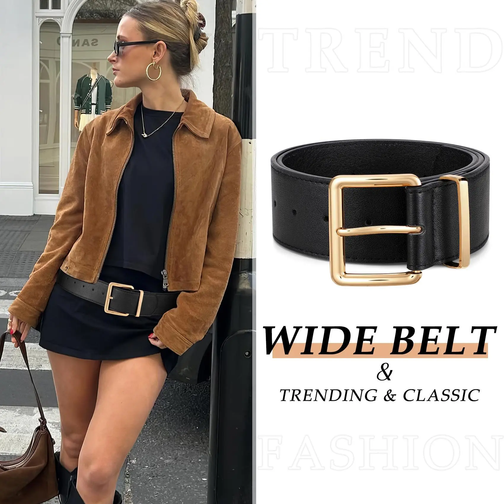 JASGOOD Women Wide Chunky Belt for Dresses Fashion Thick  display picture 2