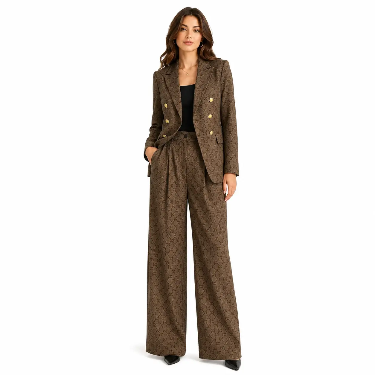 Women's Oversized Loose-Fit Blazer Jacket - Korean Style 2-Button Full Sleeve Polyester Outerwear, Solid/Plaid Professional Coat with Pocket, Plus Size S-2XL for Business Casual Work Office Career Wear