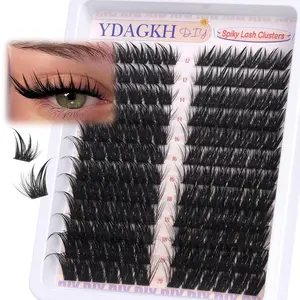 Manga Lash Cluster Fairy Wispy Eyelash Clusters Fox Eye Spiky Cluster Eyelash Extensions Natural Lash Extension Long 12-20mm DIY Anime Individual Lashes Cat Eye 144Pcs