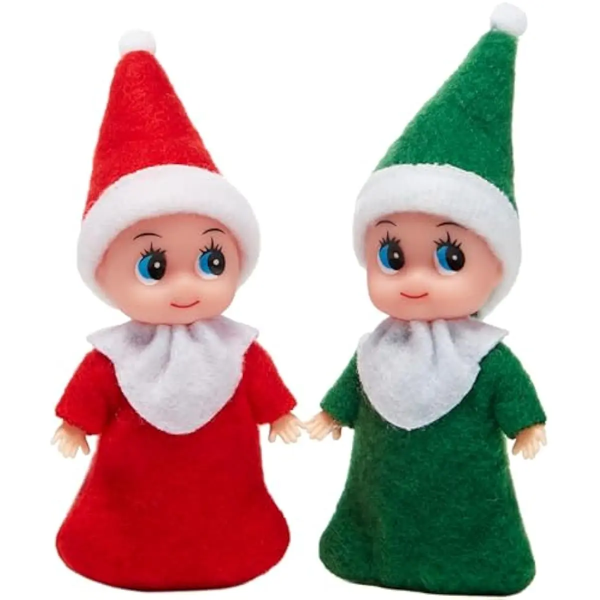 Christmas 2PCS Tiny Elf Doll Christmas with 1 Red and 1 Green Elf Doll, Holiday Decoration Accessories Tiny Gift for Girls Boys Kids Adults