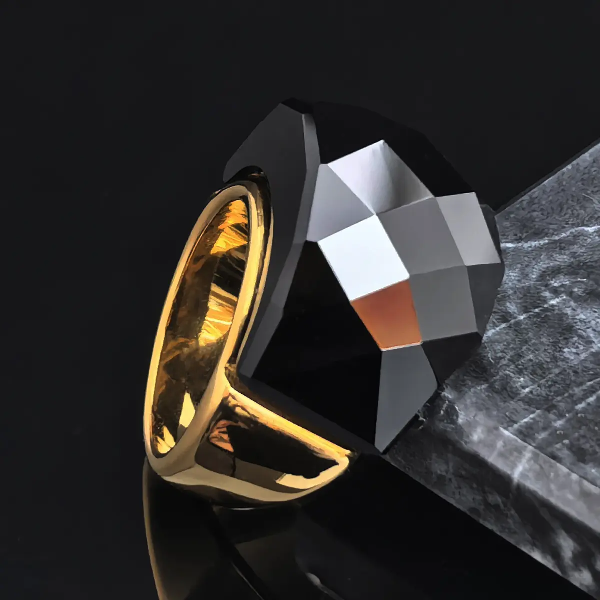 Women's Gold-Plated Stainless Steel Jewelry Rings - Black, White, Green, Red, Blue, Rainbow - LGBT Pride Birthday Gift