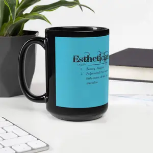 Black Esthetician Mug (turquoise)