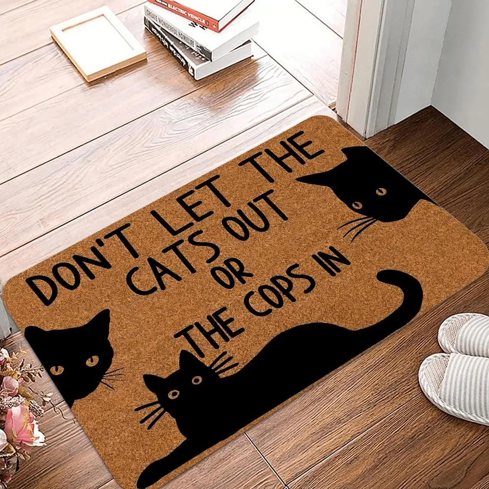 Cat Pattern Welcome Door Mat, Non-slip Floor Mat, Washable Decorative Carpet for Home Living Room Bedroom Kitchen, Home Decor