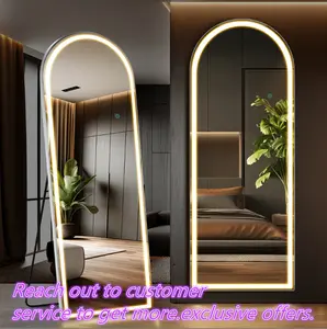 【Deals For You】Stand Mirror Full Length with LED Lights, Floor Mirror Dimming & 3 Color Lighting, Large Mirror  for Bedroom, Glass Decorations Supplies