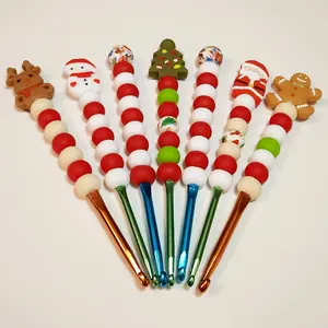 Christmas themed beaded crochet hooks