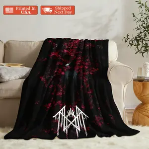 Soft Warm Flannel Blanket With Sleep Token Pattern, Printed In USA, Multi-Purpose Throw For Bed Couch Office Car Travel, Comfortable Nap Blanket For All Ages, Unique Gift For Music Lovers & Fans