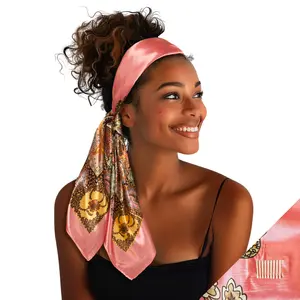 Large Satin Scarf Headband - Coral Lily Non-Slip