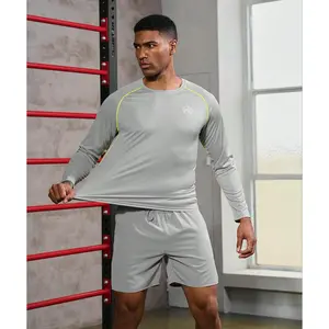 Men's Boyfriend Fit Contrast Panel Gym Shorts Set, Workout Tracksuit
