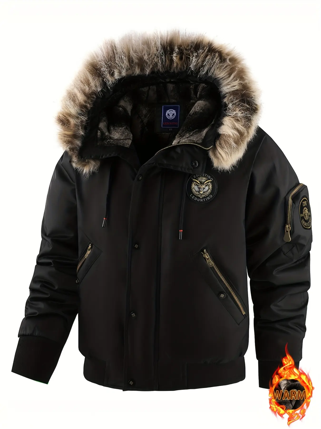 Men’s winter fleece casual hooded jacket with zipper pockets, comfortable outerwear streetwear brand Men’s winter fleece casual hooded jacket with zipper pockets, comfortable outerwear streetwear brand