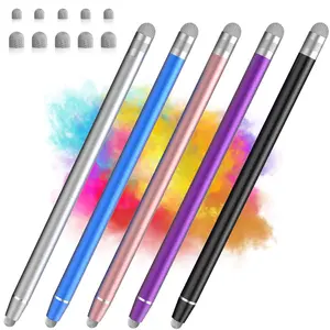 Stylus Pen for Touchscreen, 5 Pack Dual Fiber Stylus, High Sensitivity and Precision, Universal Stylus Pen for Android, Ipad,iPhone, Galaxy Microsoft Surface,Kindle All Capacitive Touch Screens
