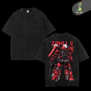 Gundam Mobile Suit Zaku II MS-065 - Gundam Anime T-Shirt, Unisex Mineral Anime Manga Washed Heavy Cotton T-shirt, Gift For Anime Fan, Anime Lover