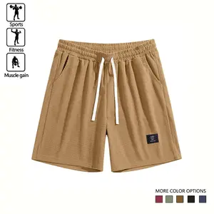 Men’s casual athletic shorts, wrinkle-resistant loose fit, drawstring waist, solid color, suitable for gym and outdoor activities, everyday wear, minimalist design