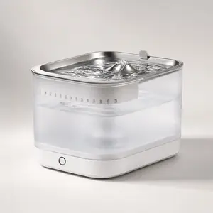 PurePod Cat Water Fountain for Indoor Cats, Stainless Steel Tray, Easy-Clean Pumpless Design