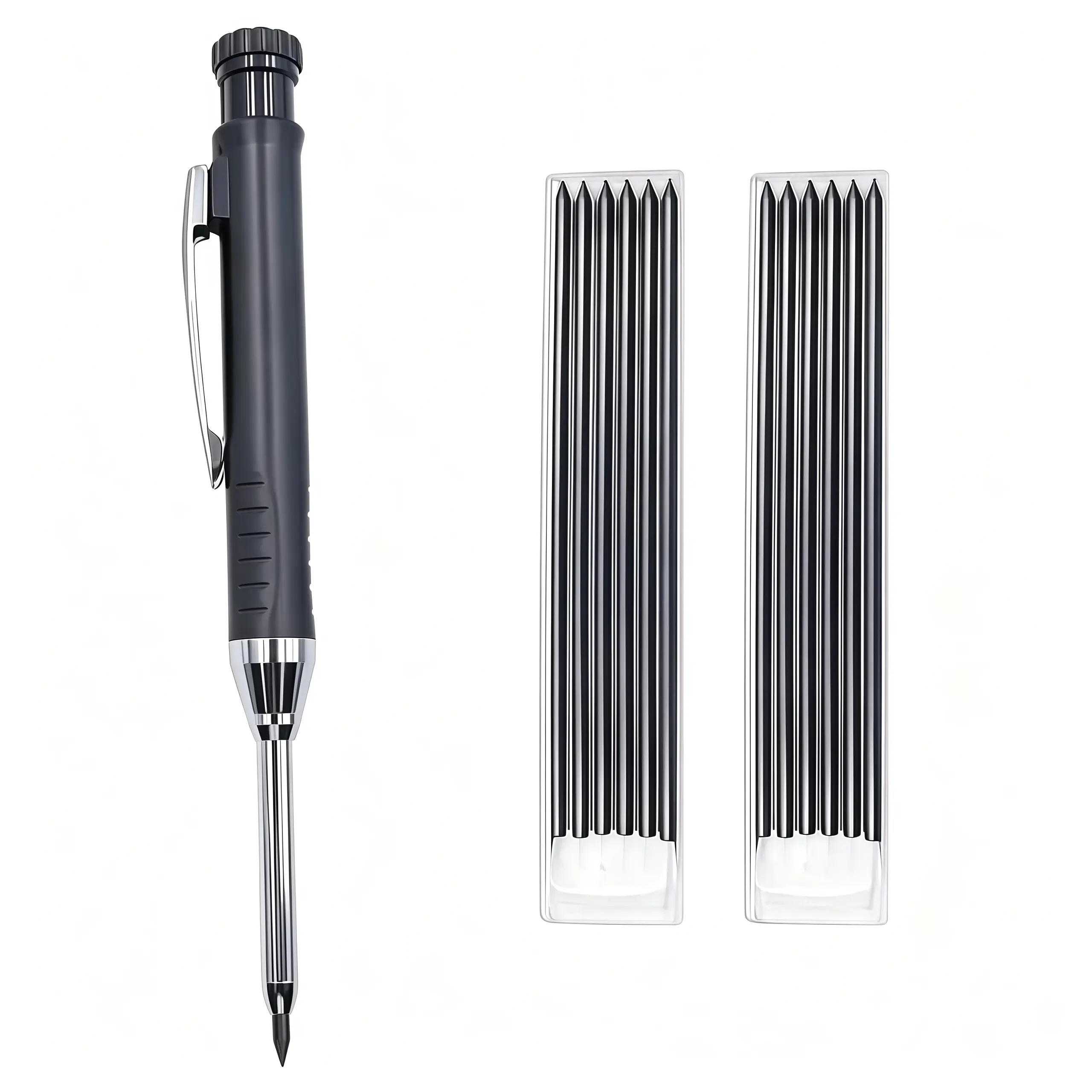 Mechanical Carpenter Pencils with Refill Leads - Slim Grip, Durable Plastic Shell Automatic Markers for Builders, Framing, Wood Working Tools and Accessories, Carpentry Tools
